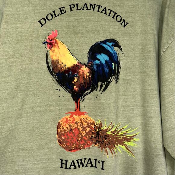 Dole Plantation Crazy Shirts Hawaii Rooster Green Hemp Dyed T-Shirt Size XXL - Picture 8 of 10